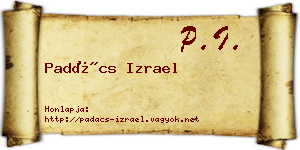 Padács Izrael névjegykártya